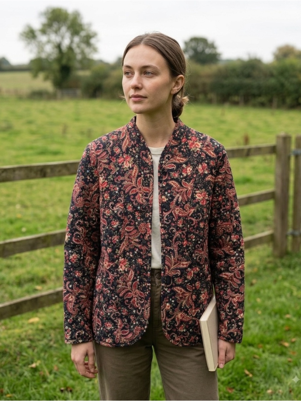 Vintage Quilted Tapestry Jacket With Button Closure Size Small Boho Cottagecore